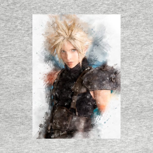 Cloud Strife watercolor by PetsArt